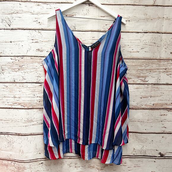 LANE BRYANT Striped Flowing Swing Tank Top A-line Sz 22 L - Picture 1 of 3